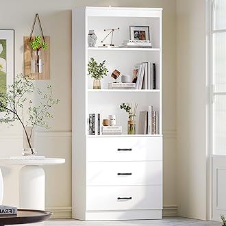 3D AR - Tall Bookcases with 3 Large Drawers