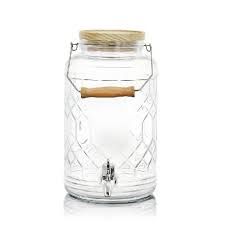 Gibson Home 3.6L Duvall Drink Dispenser With Wood Lid & Wire Handle - Clear
