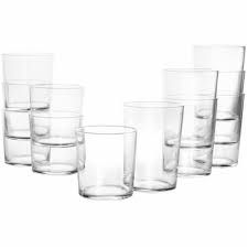Martha Stewart Bowey - 12 Pc 17 Oz Hi-Ball & 12.75 Oz Dof Glasses - Clear Tempered