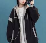  Youthful Oversized Jacket in Black - V2